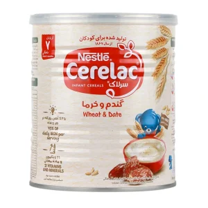 سرلاک گندم و خرما به همراه شیر نستله مناسب کودکان از پایان 7 ماهگی ۴۰۰ گرم