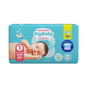 پوشک چسبی کانال دار بچه مای بیبی مدل نرمال شماره 1 بسته 40 عددی