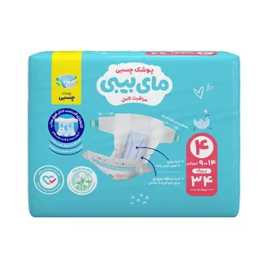 پوشک چسبی کانال دار بچه مای بیبی مدل نرمال شماره 4 بسته 34 عددی