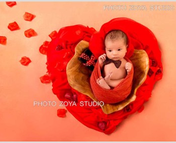 عکس نوزاد با تم قلب قرمز ولنتاین