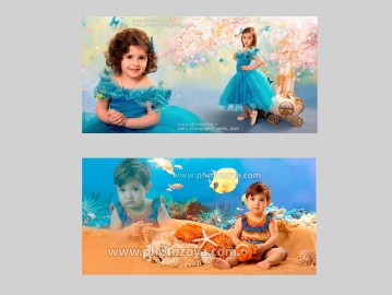 عکس ترکیبی کودک با ماهی و سیندرلا