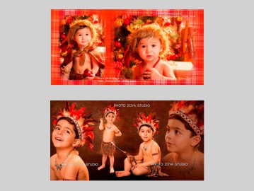 عکس ترکیبی کودک با تم سرخپوست و تم کریسمس