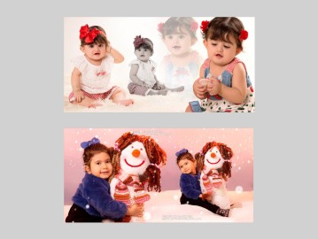 عکس ترکیبی کودک با تم آدم برفی و تم ساده  